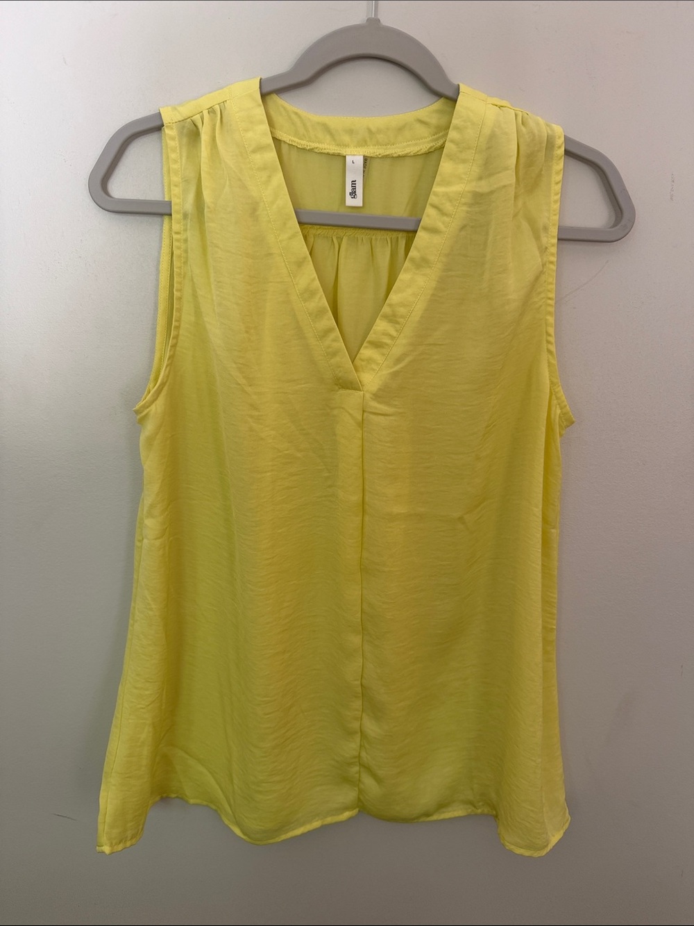 glam Sleeveless V-Neck Blouse in Lemon Yellow